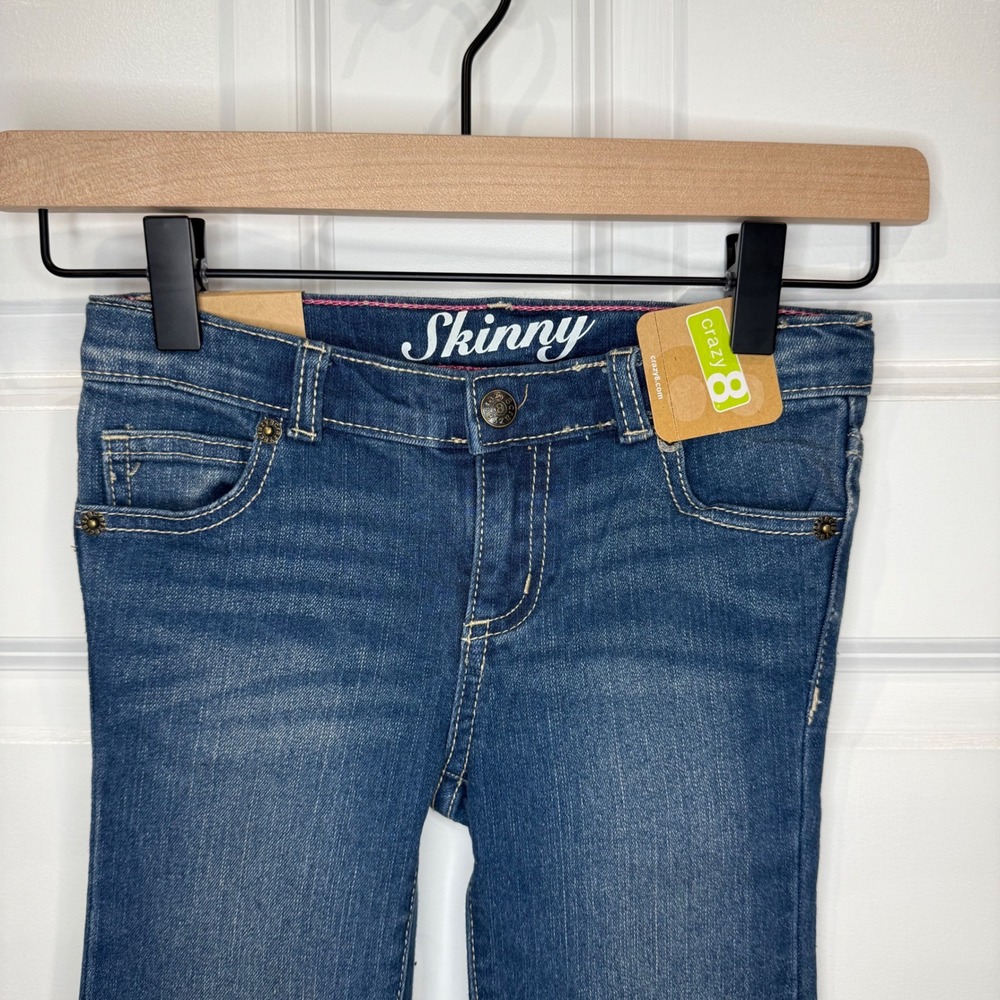 Crazy 8 Girls Skinny Fit Jeans Adjustable Waist Dark Wash Size 5T - Picture 2 of 5